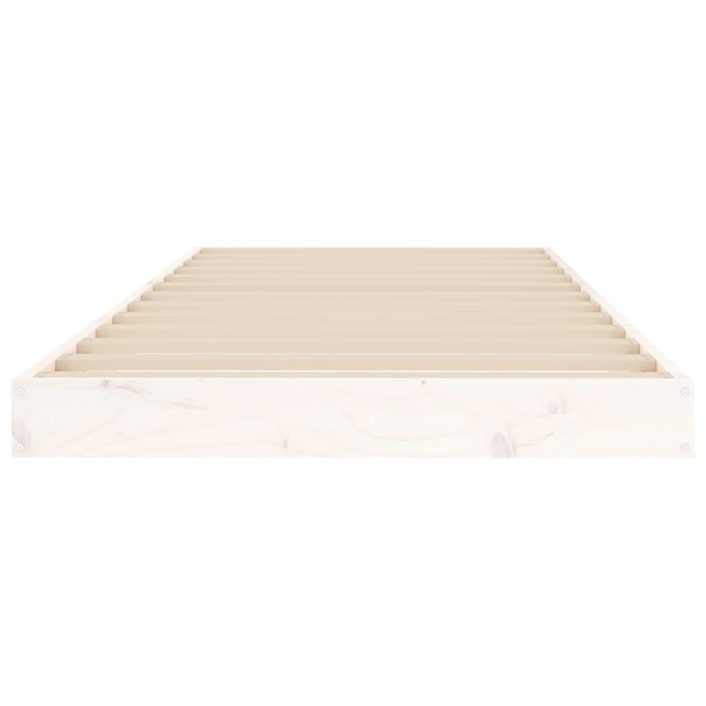 Cadre de lit blanc 75x190 cm petit simple bois massif de pin Lits & cadres de lit vidaXL   