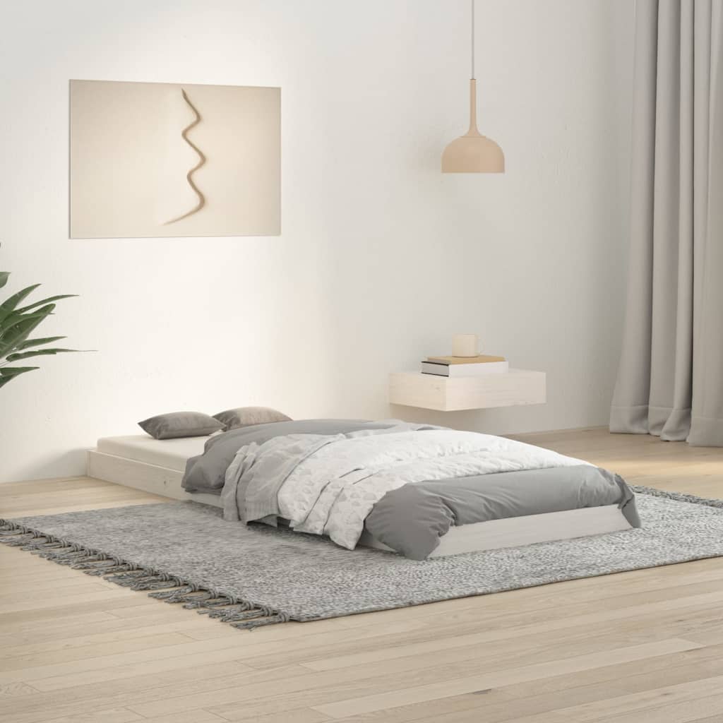 Cadre de lit blanc 75x190 cm petit simple bois massif de pin Lits & cadres de lit vidaXL   