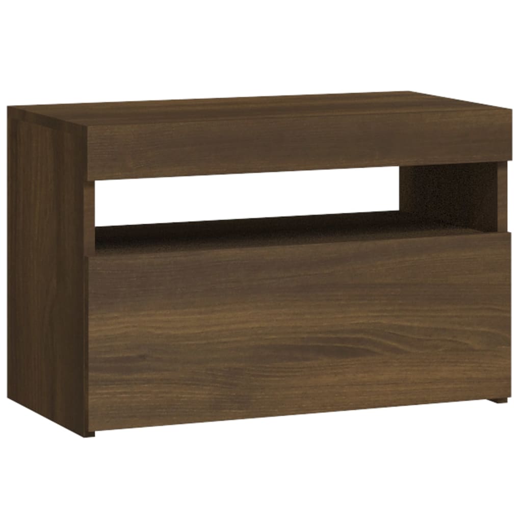 Table de chevet avec lumières LED Chêne marron 60x35x40 cm Tables de chevet vidaXL