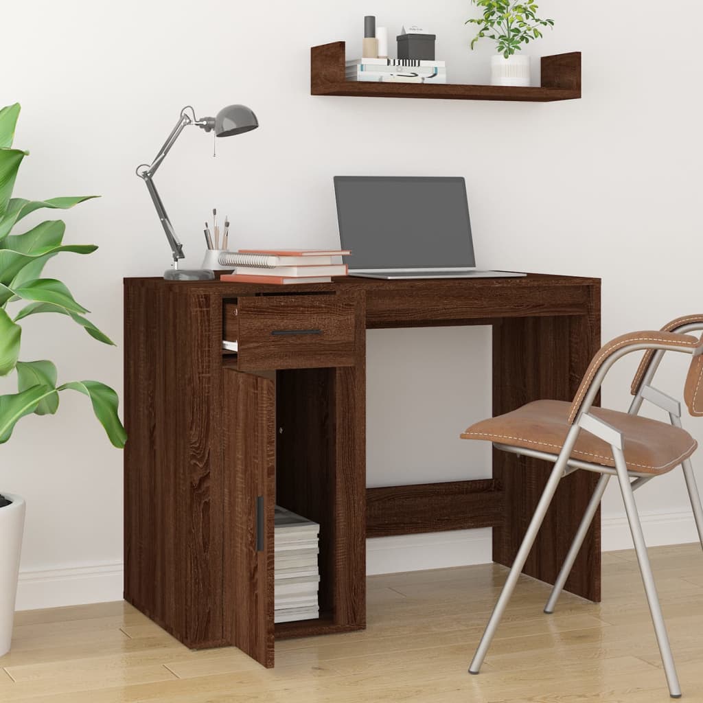 Bureau Chêne marron 100x49x75 cm Bois d'ingénierie Bureaux vidaXL