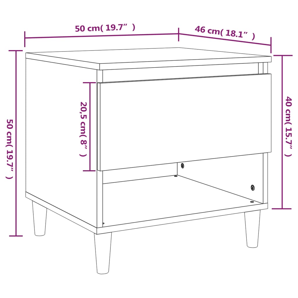 Table de chevet Noir 50x46x50 cm Bois d’ingénierie Tables de chevet vidaXL   