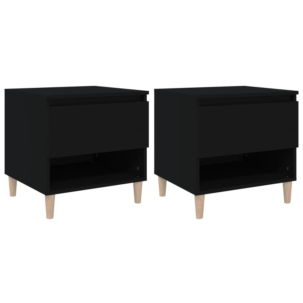 Tables de chevet 2 pcs Noir 50x46x50 cm Bois d’ingénierie Tables de chevet vidaXL   