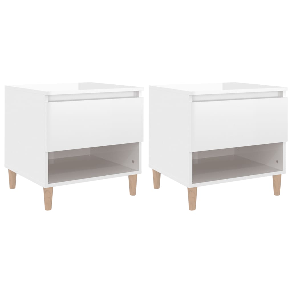 Tables de chevet 2 pcs Blanc brillant 50x46x50 cm Tables de chevet vidaXL   