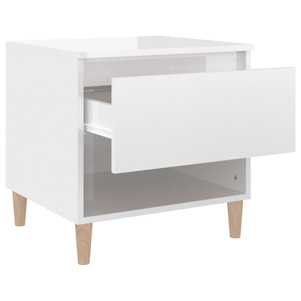 Tables de chevet 2 pcs Blanc brillant 50x46x50 cm Tables de chevet vidaXL   