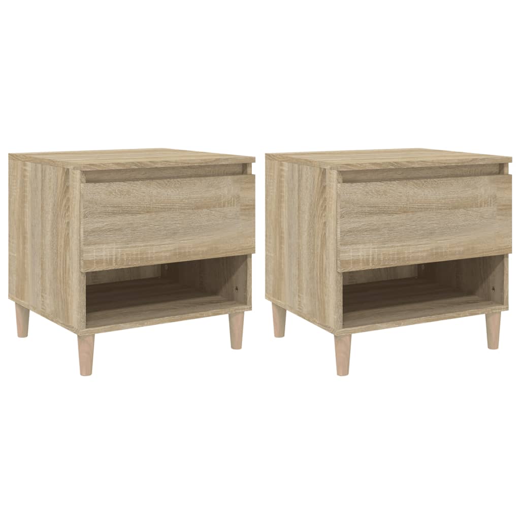 Tables de chevet 2pcs Chêne sonoma 50x46x50cm Bois d’ingénierie Tables de chevet vidaXL   