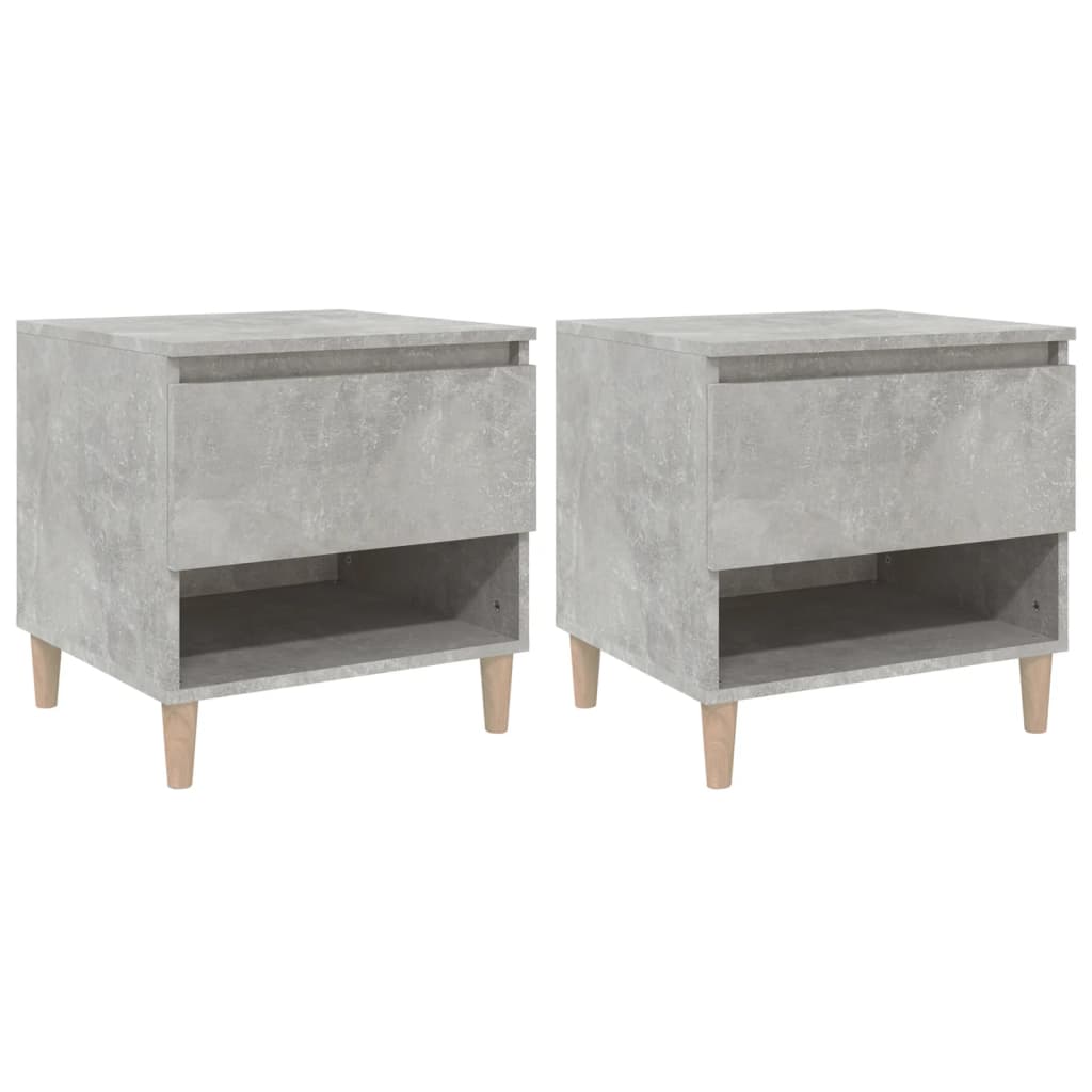 Tables de chevet 2 pcs Gris béton 50x46x50 cm Bois d’ingénierie Tables de chevet vidaXL   