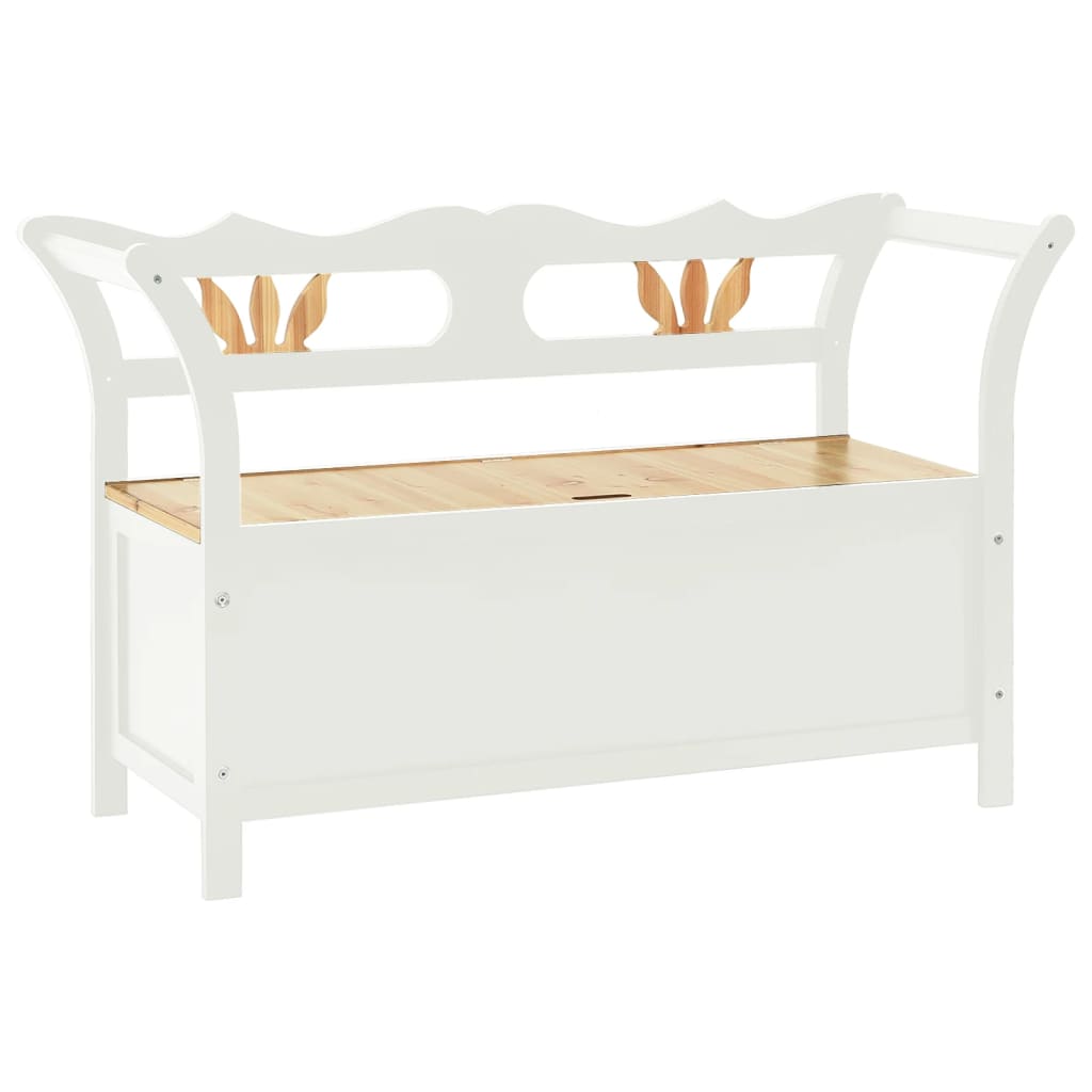 Banc Blanc 107x45x75,5 cm Bois de sapin solide Bancs coffres vidaXL   