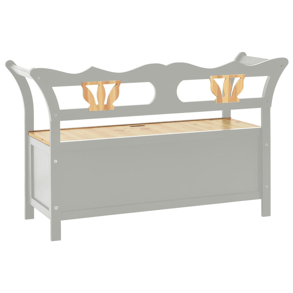 Banc Gris 107x45x75,5 cm Bois de sapin solide Bancs coffres vidaXL   