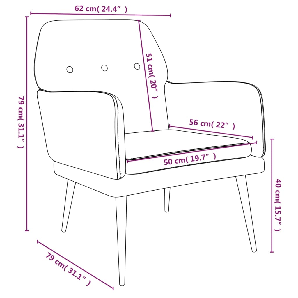 Fauteuil Vert foncé 62x79x79 cm Velours Fauteuils vidaXL   