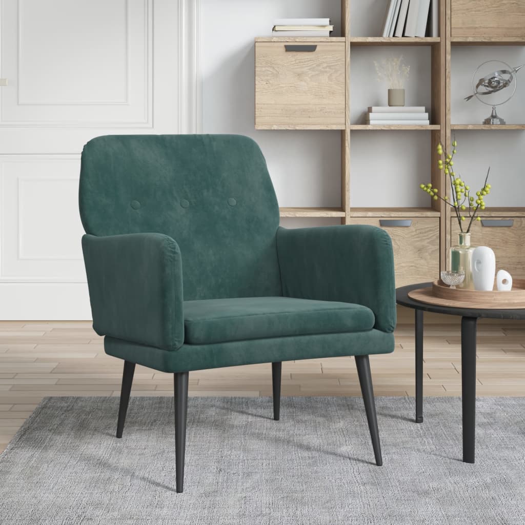 Fauteuil Vert foncé 62x79x79 cm Velours Fauteuils vidaXL   