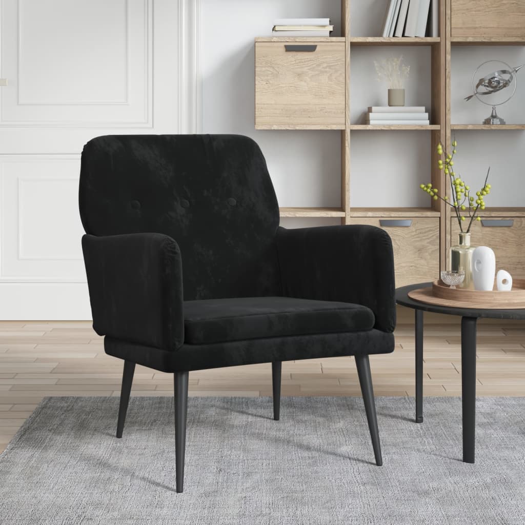 Fauteuil Noir 62x79x79 cm Velours Fauteuils vidaXL   