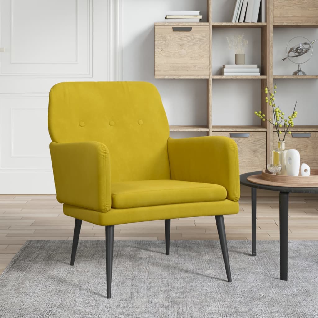 Fauteuil Jaune 62x79x79 cm Velours Fauteuils vidaXL   