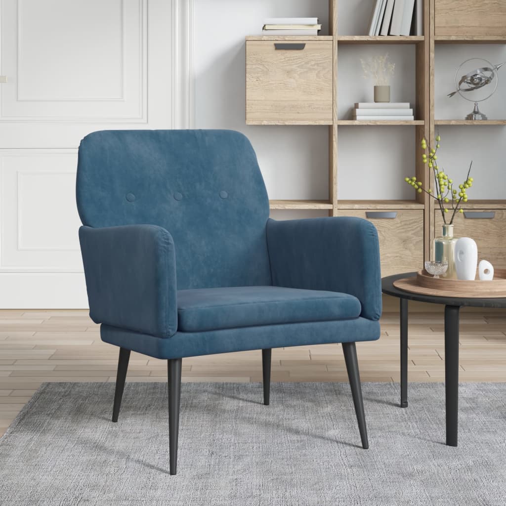 Fauteuil Bleu 62x79x79 cm Velours Fauteuils vidaXL   