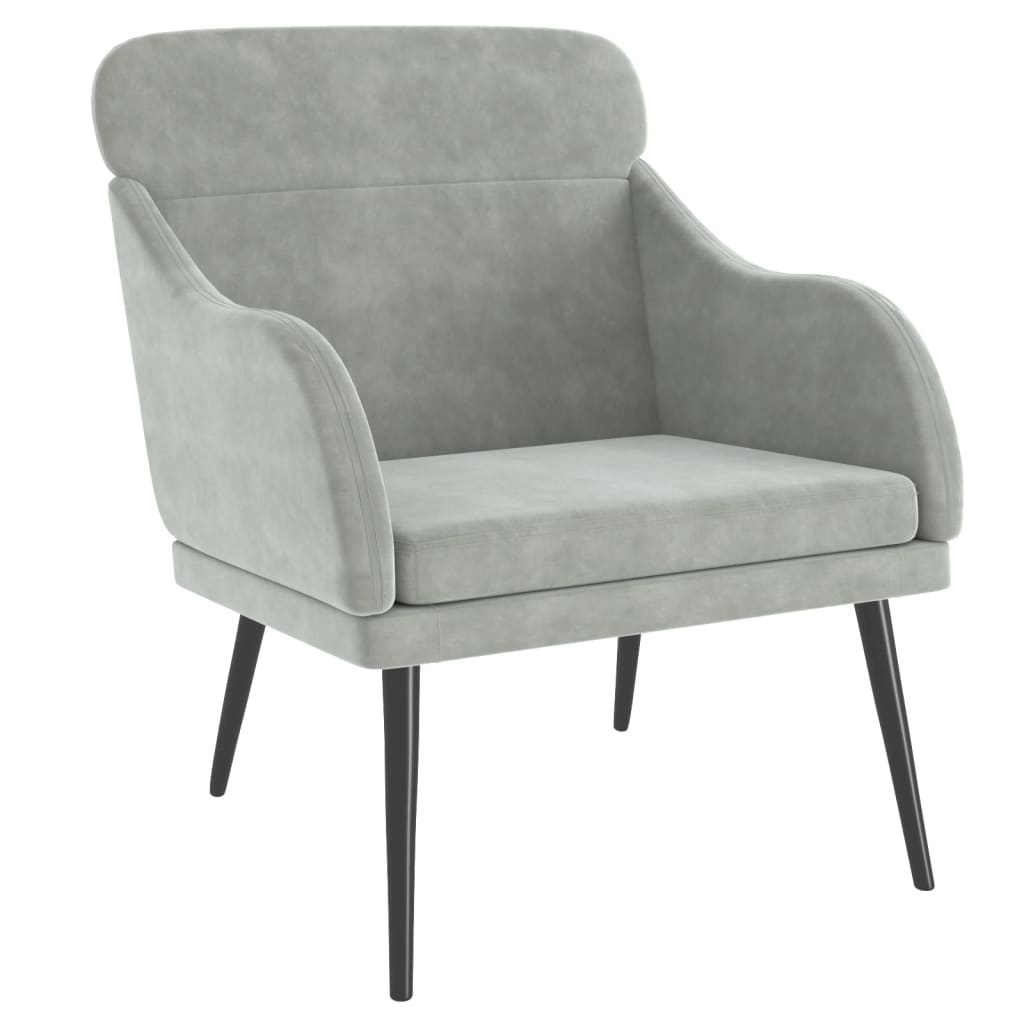 Fauteuil Gris clair 63x76x80 cm Velours Fauteuils vidaXL   