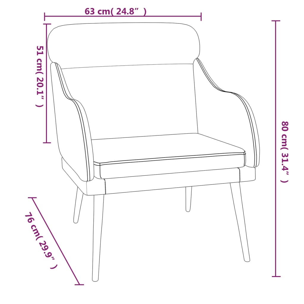 Fauteuil Gris clair 63x76x80 cm Velours Fauteuils vidaXL   