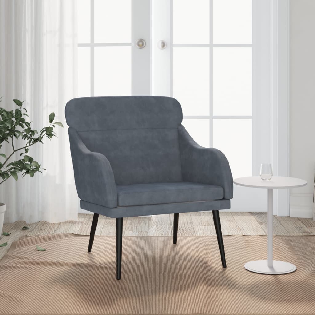 Fauteuil Gris foncé 63x76x80 cm Velours Fauteuils vidaXL   