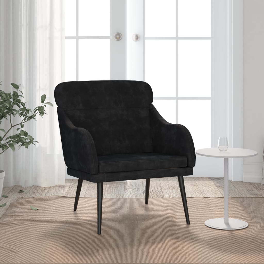 Fauteuil Noir 63x76x80 cm Velours Fauteuils vidaXL   