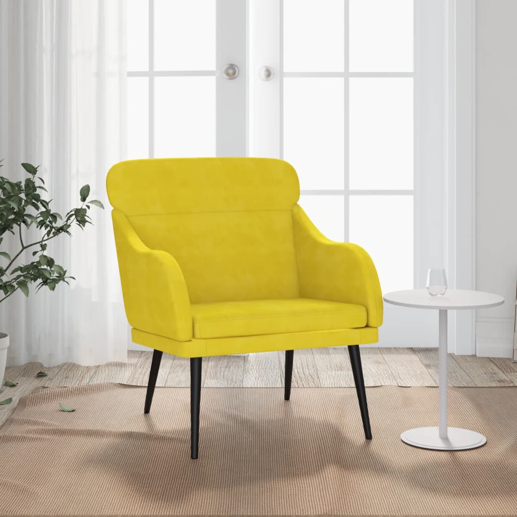 Fauteuil Jaune 63x76x80 cm Velours Fauteuils vidaXL   