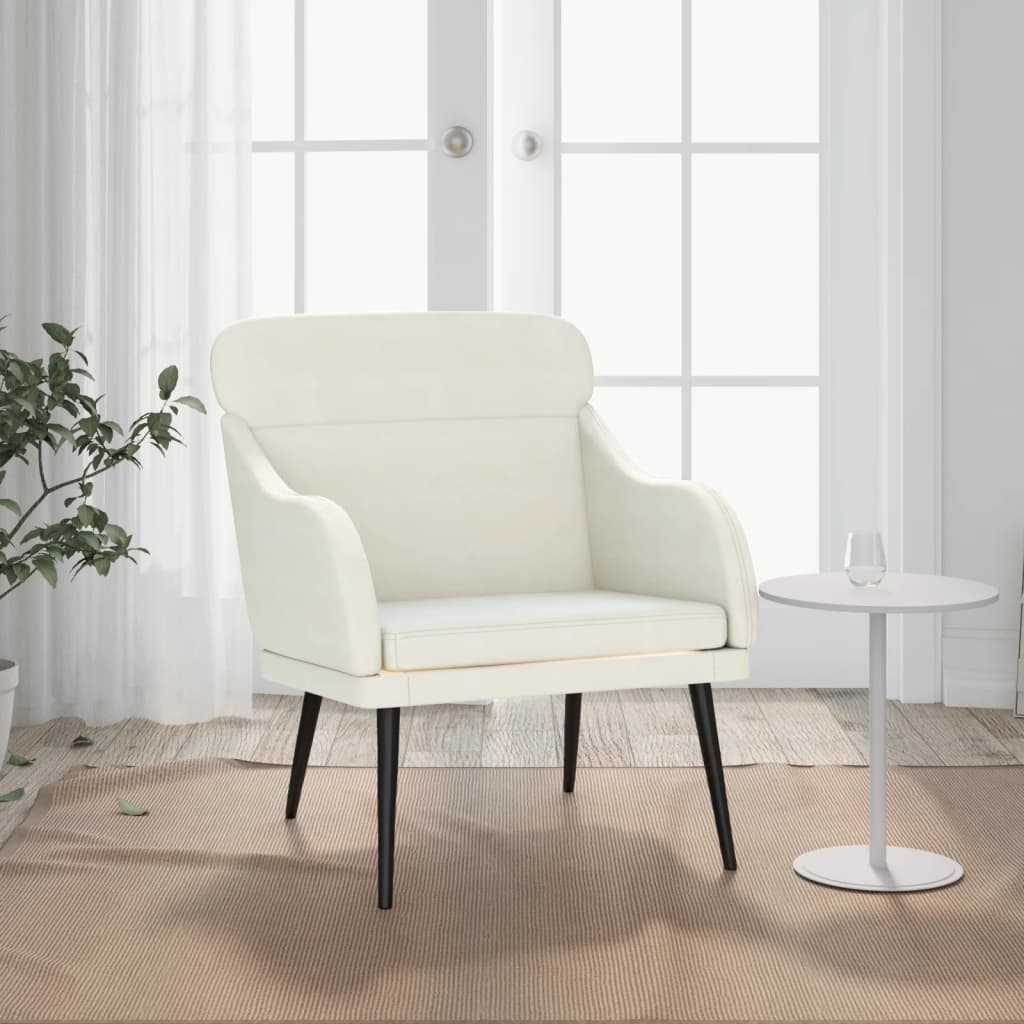 Fauteuil Crème 63x76x80 cm Velours Fauteuils vidaXL   