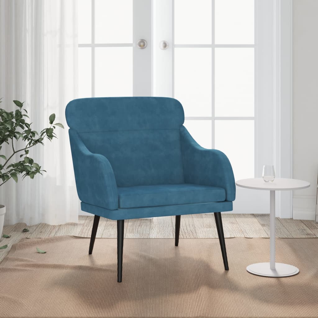 Fauteuil Bleu 63x76x80 cm Velours Fauteuils vidaXL   