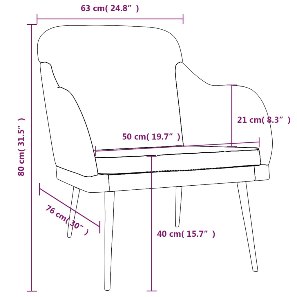 Fauteuil Rose 63x76x80 cm Velours Fauteuils vidaXL   