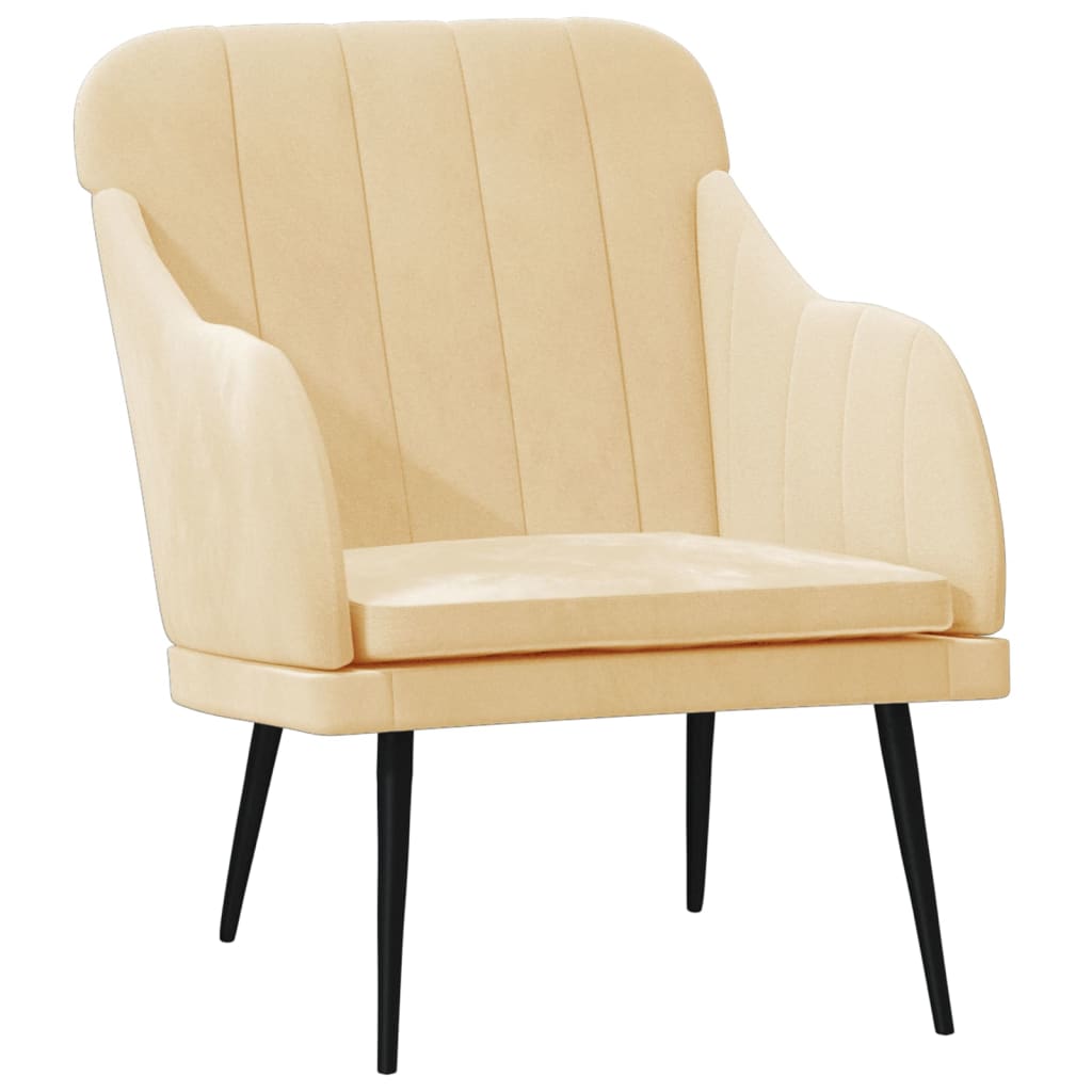 Fauteuil Crème 63x76x80 cm Velours Fauteuils vidaXL   