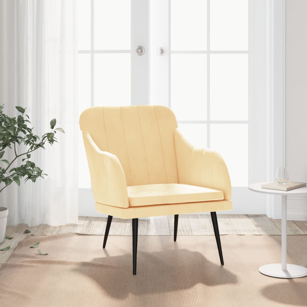 Fauteuil Crème 63x76x80 cm Velours Fauteuils vidaXL   