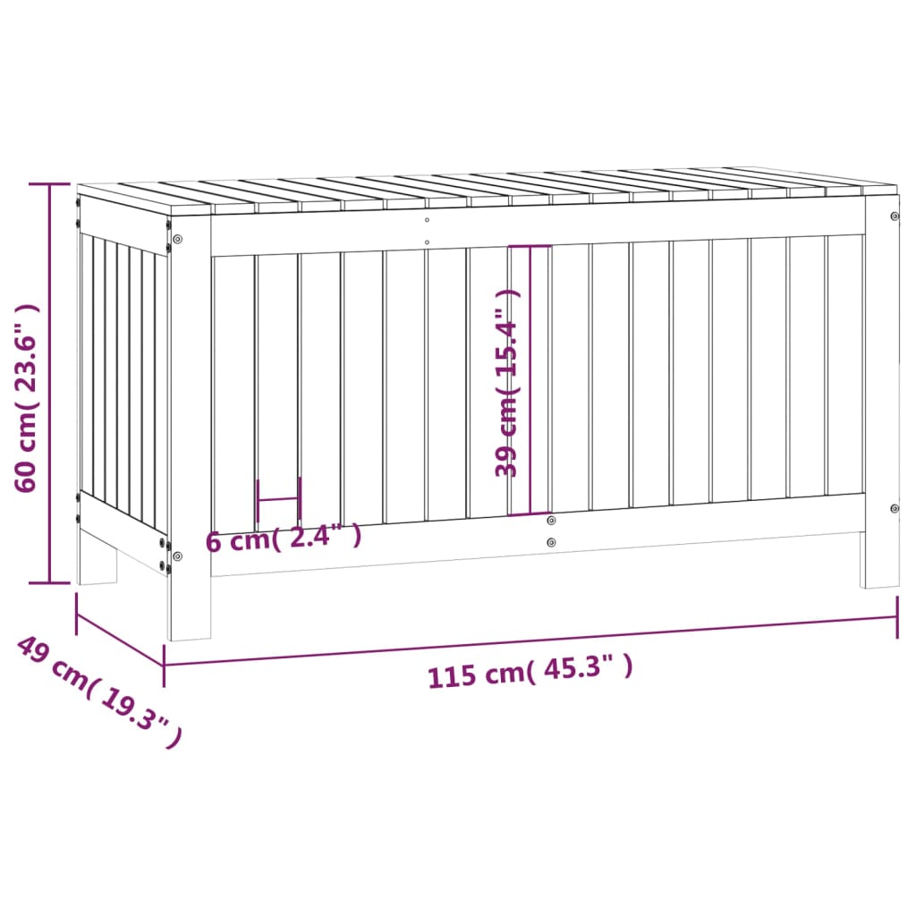 Boîte de rangement de jardin Blanc 115x49x60 cm Bois de pin Coffres de jardin vidaXL   