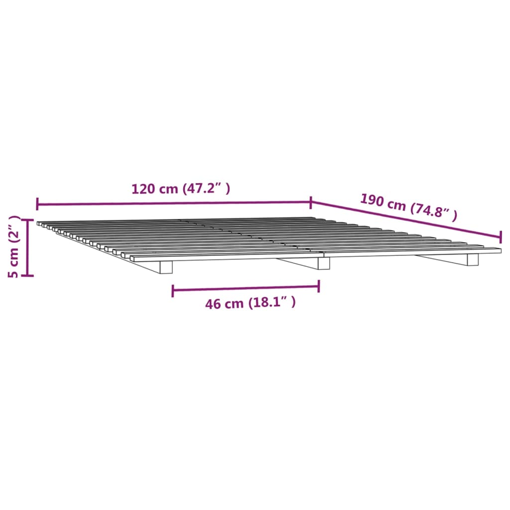 Cadre de lit 120x190 cm Bois de pin massif Lits & cadres de lit vidaXL   