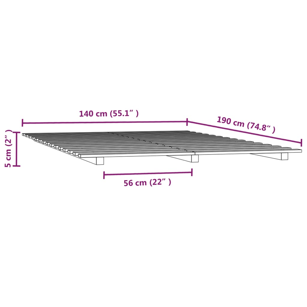 Cadre de lit 140x190 cm bois de pin massif Lits & cadres de lit vidaXL   