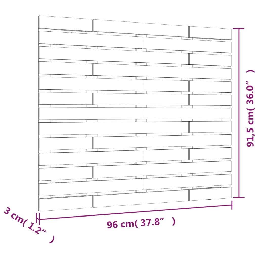 Tête de lit murale Gris 96x3x91,5 cm Bois massif de pin Têtes et pieds de lit vidaXL   