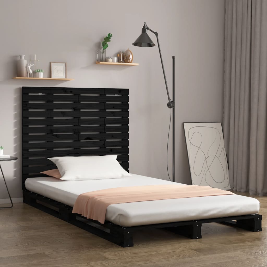 Tête de lit murale Noir 126x3x91,5 cm Bois massif de pin Têtes et pieds de lit vidaXL   