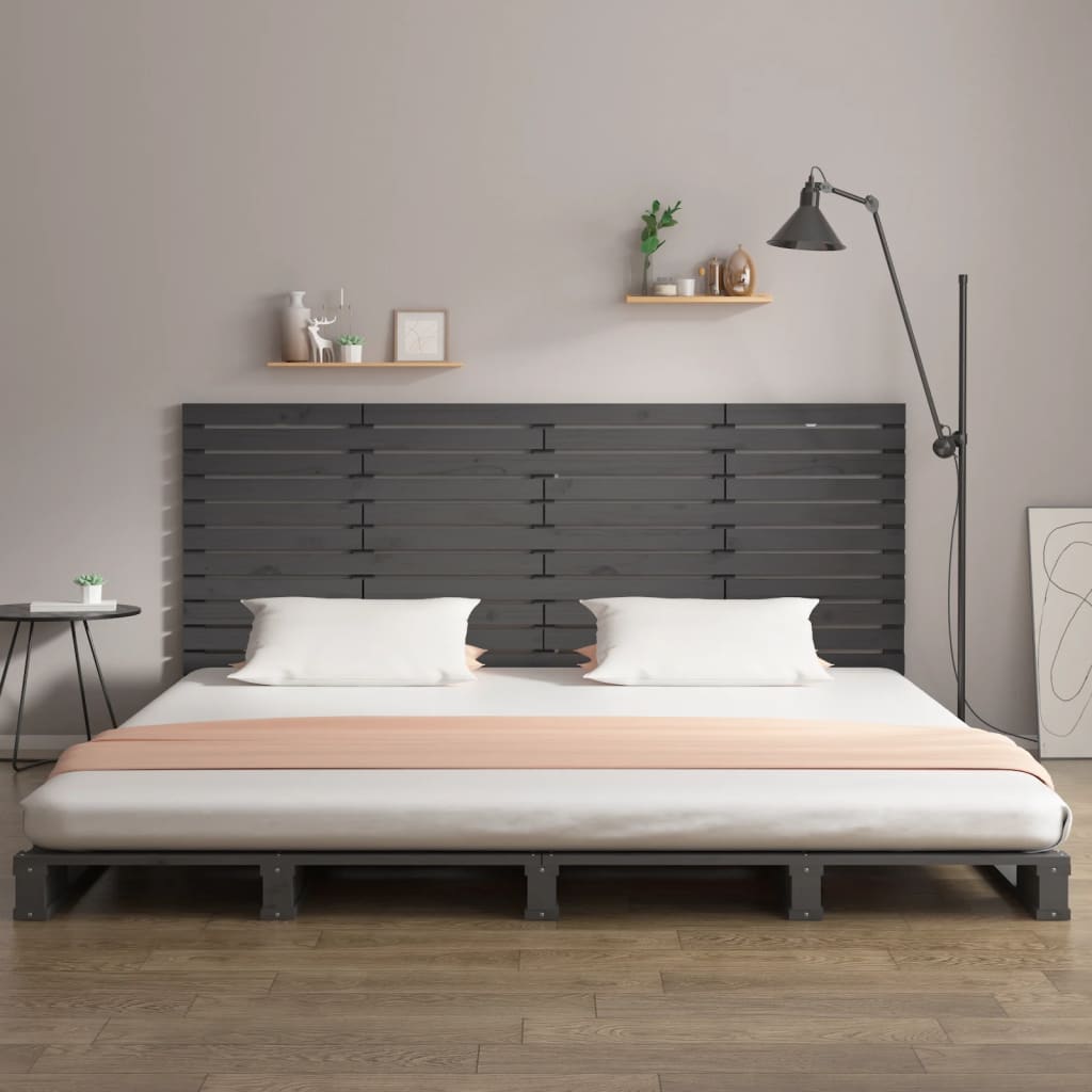 Tête de lit murale Gris 156x3x91,5 cm Bois massif de pin Têtes et pieds de lit vidaXL   