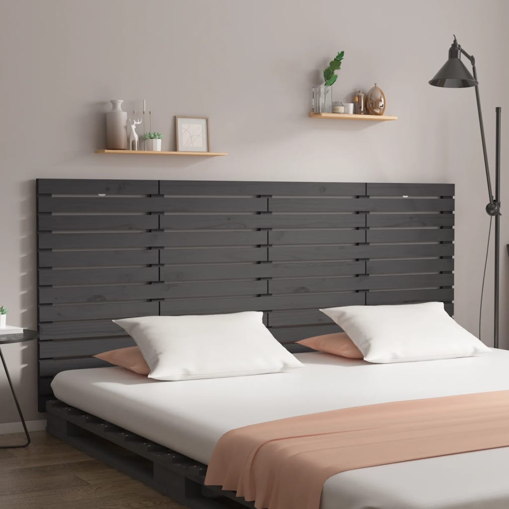 Tête de lit murale Gris 156x3x91,5 cm Bois massif de pin Têtes et pieds de lit vidaXL   