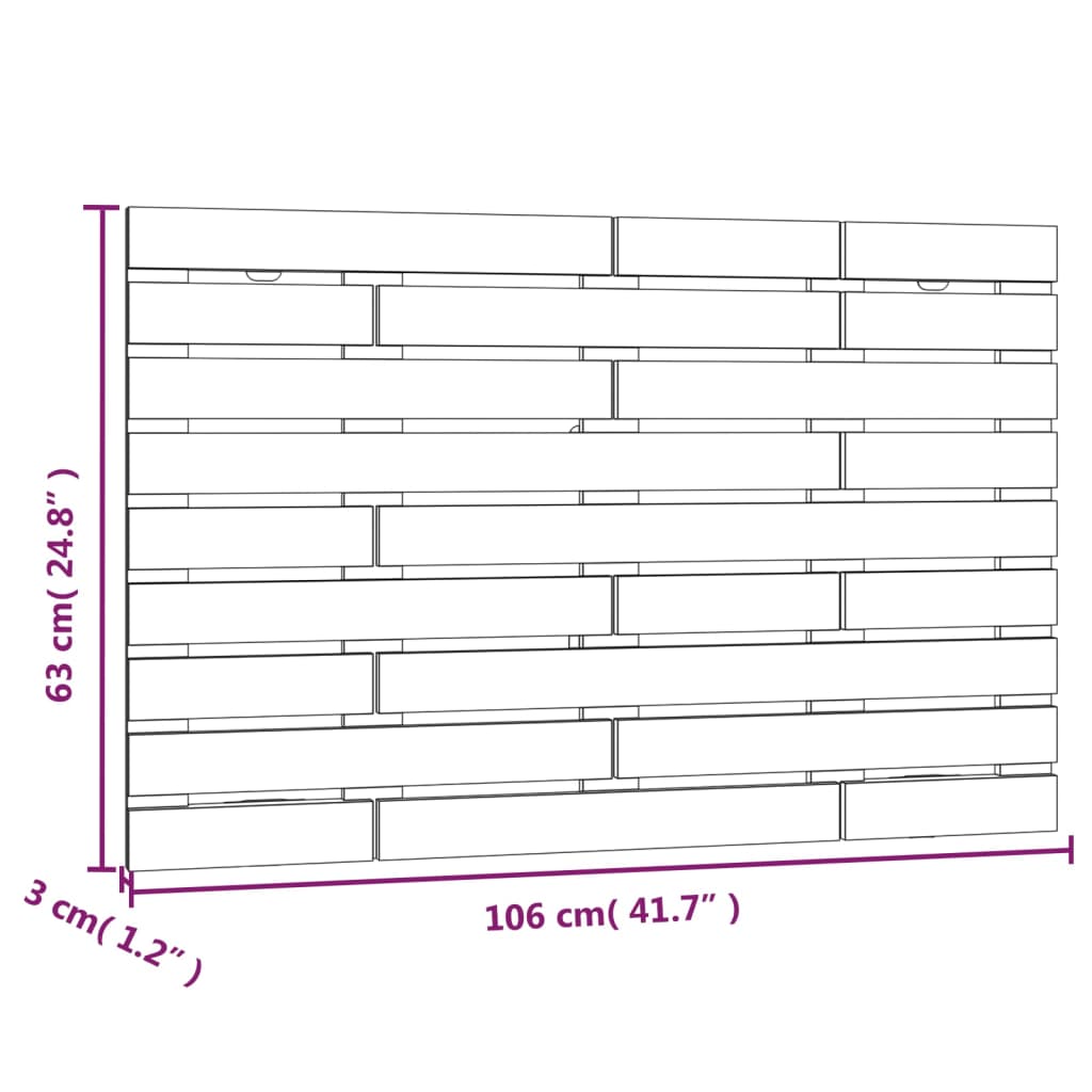 Tête de lit murale Gris 106x3x63 cm Bois massif de pin Têtes et pieds de lit vidaXL   