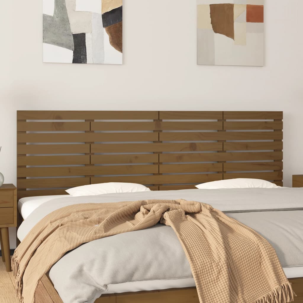 Tête de lit murale Marron miel 206x3x63 cm Bois massif de pin Têtes et pieds de lit vidaXL   