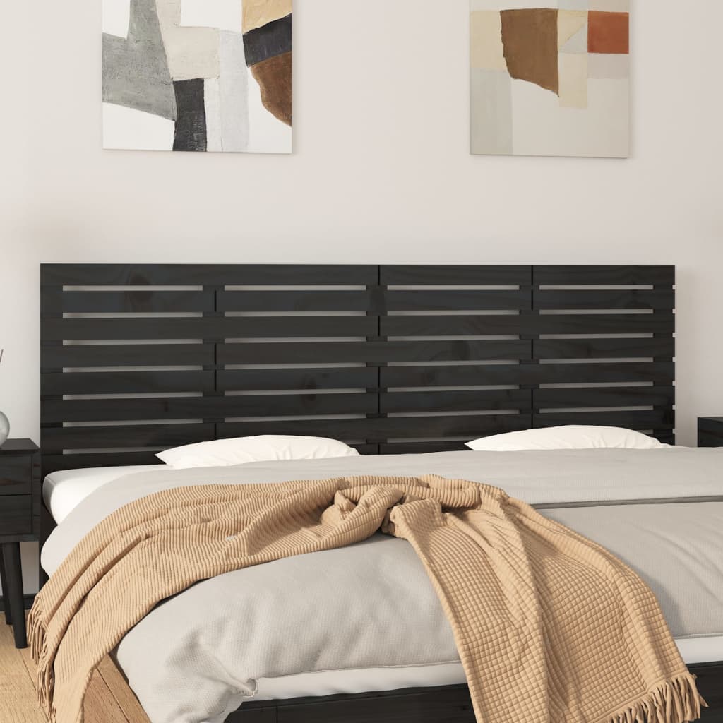 Tête de lit murale Noir 206x3x63 cm Bois massif de pin Têtes et pieds de lit vidaXL   