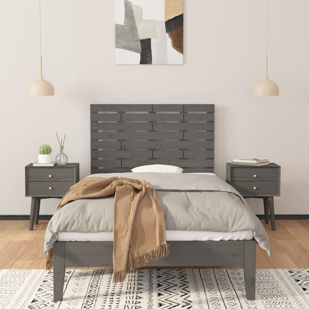 Tête de lit murale Gris 96x3x63 cm Bois massif de pin Têtes et pieds de lit vidaXL   