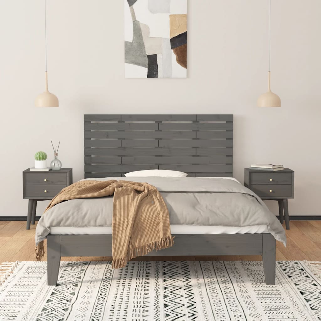 Tête de lit murale Gris 126x3x63 cm Bois massif de pin Têtes et pieds de lit vidaXL   