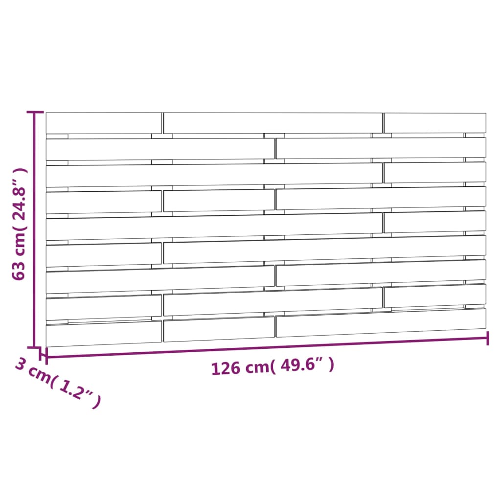 Tête de lit murale Gris 126x3x63 cm Bois massif de pin Têtes et pieds de lit vidaXL   