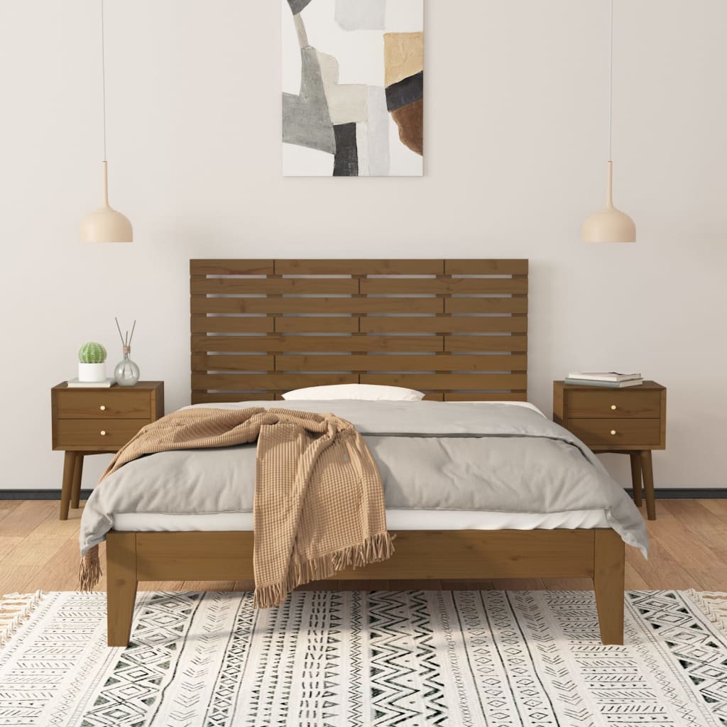 Tête de lit murale Marron miel 126x3x63 cm Bois massif de pin Têtes et pieds de lit vidaXL   