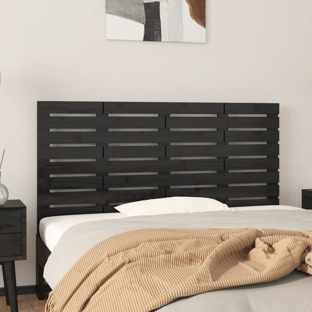 Tête de lit murale Noir 146x3x63 cm Bois massif de pin Têtes et pieds de lit vidaXL   