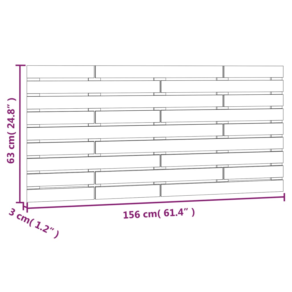 Tête de lit murale Gris 156x3x63 cm Bois massif de pin Têtes et pieds de lit vidaXL   