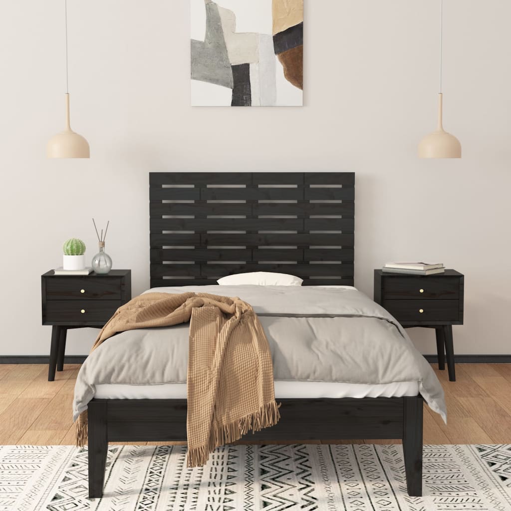 Tête de lit murale Noir 81x3x63 cm Bois massif de pin Têtes et pieds de lit vidaXL   