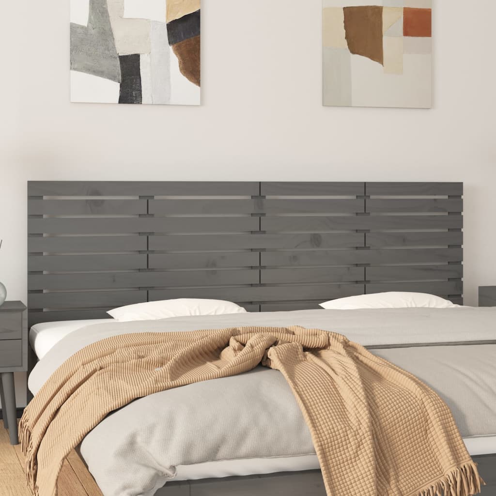 Tête de lit murale Gris 166x3x63 cm Bois massif de pin Têtes et pieds de lit vidaXL   