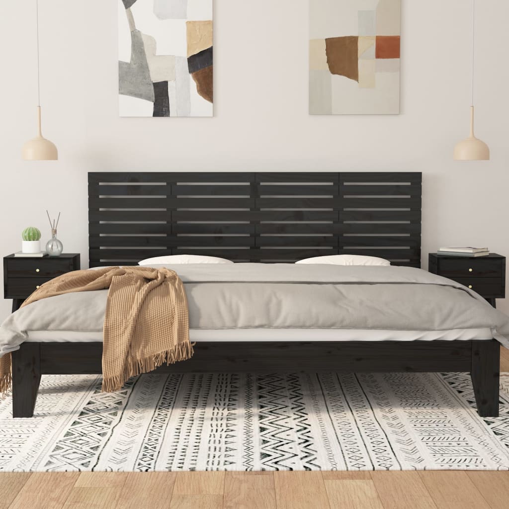 Tête de lit murale Noir 186x3x63 cm Bois massif de pin Têtes et pieds de lit vidaXL   