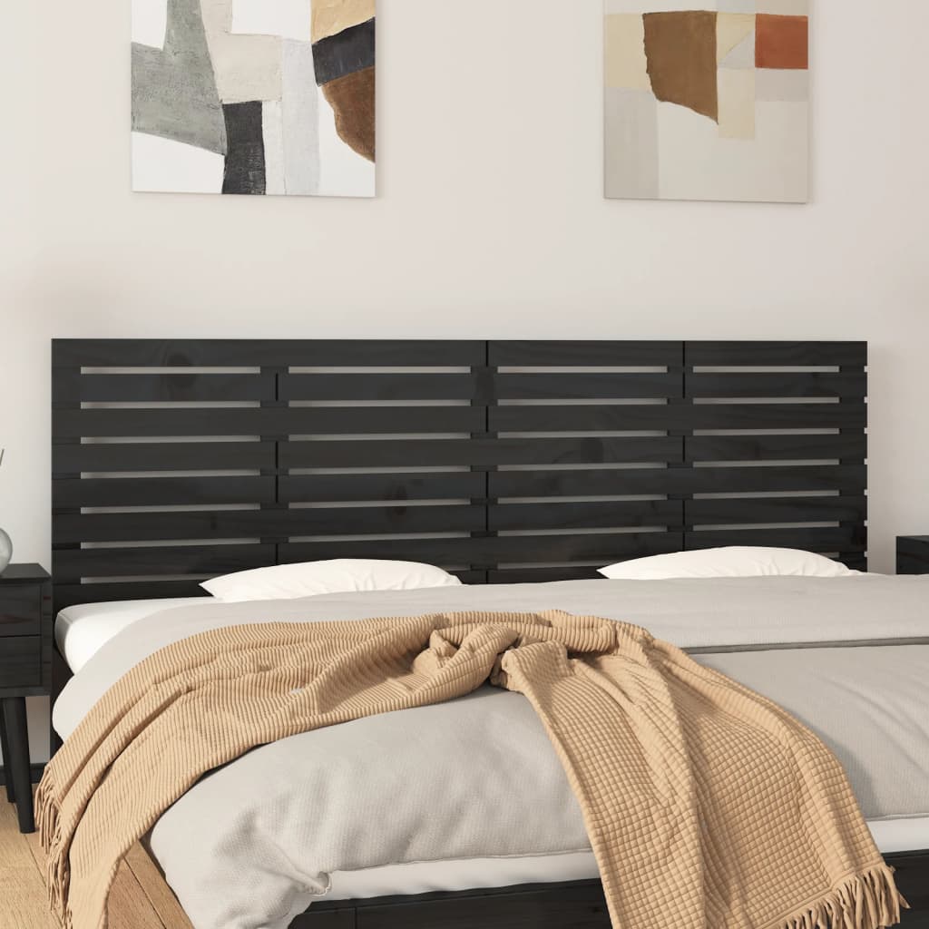 Tête de lit murale Noir 186x3x63 cm Bois massif de pin Têtes et pieds de lit vidaXL   