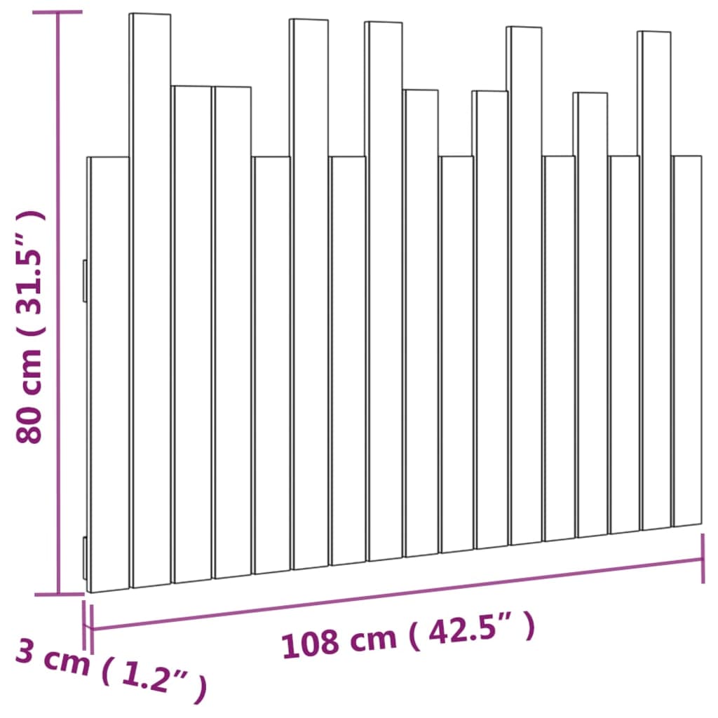 Tête de lit murale Gris 108x3x80 cm Bois massif de pin Têtes et pieds de lit vidaXL   