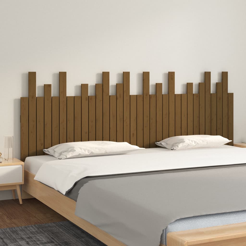 Tête de lit murale Marron miel 204x3x80 cm Bois massif de pin Têtes et pieds de lit vidaXL   