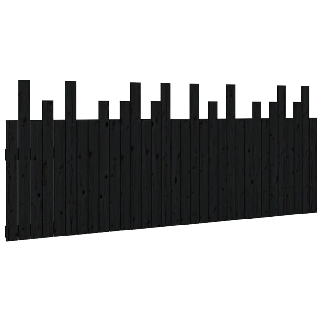 Tête de lit murale Noir 204x3x80 cm Bois massif de pin Têtes et pieds de lit vidaXL   